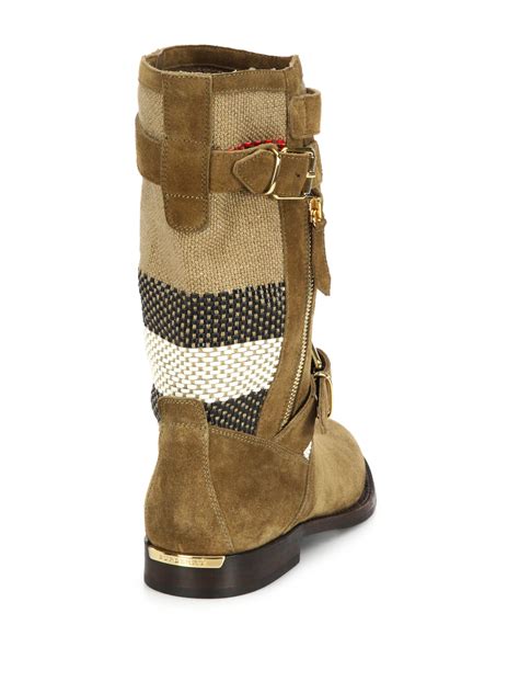 burberry moto nova trim|Burberry Nova Check Pattern Suede Moto Boots 28553192.